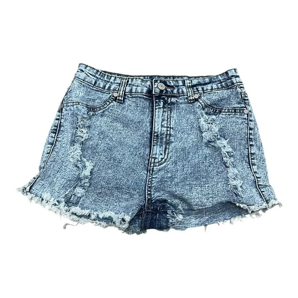 Gogo Star Acid Wash Distressed Denim Shorts 11 - Picture 2 of 5